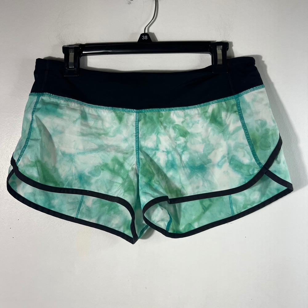 Womens Lululemon Speed Up Shorts 8 Green White Black Tie‎ Dye Look